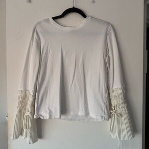 3.1 Phillip Lim Crew Neck Long Sleeve Top with Pleated Cuff Size Small